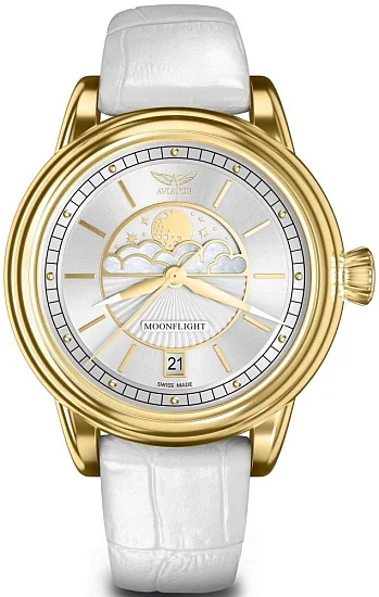 Aviator Douglas Moonflight Moonphase Yellow Gold PVD V13313434