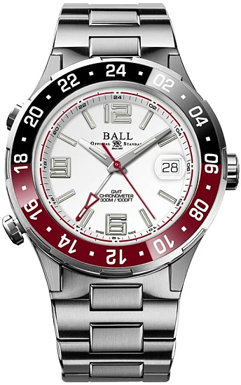 Ball Roadmaster Pilot GMT 40mm COSC Chronometer DG3038A-S1C-WH