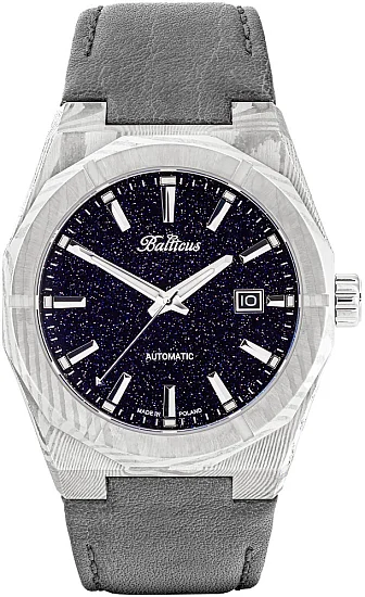 Balticus Gwiezdny Pył Damast 42mm Datownik Tarcza Granatowa Awenturyn BLT-BALSDDBA
