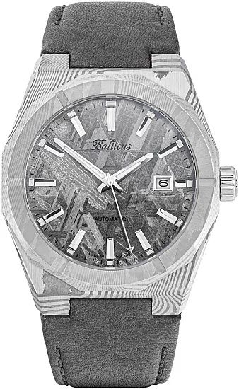 Balticus Gwiezdny Pył Damast 42mm Datownik Tarcza Szara Meteoryt BLT-BALSDDNM