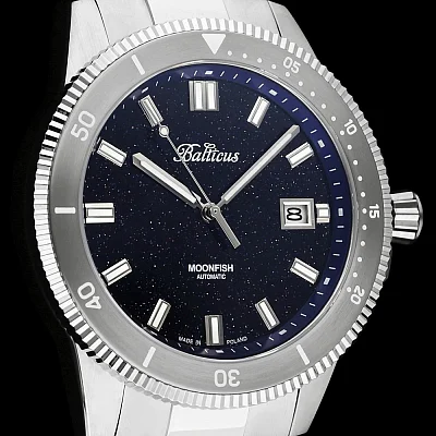 Balticus Moonfish Datownik Tarcza Granatowa Awenturyn 904L BLT-BTMFBA
