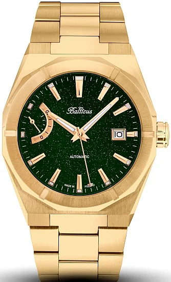 Balticus Złoty Gwiezdny Pył Power Reserve 40mm Zielony Awenturyn Set BLT-BALSDGPRGA