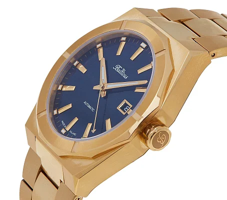 Balticus Gwiezdny Pył Złoty 40mm Datownik Tarcza Granatowy Meteoryt BLT-BALSDBMGD
