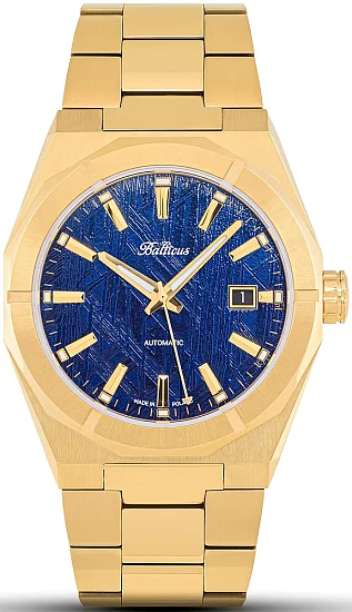 Balticus Gwiezdny Pył Złoty 40mm Datownik Tarcza Granatowy Meteoryt BLT-BALSDBMGD