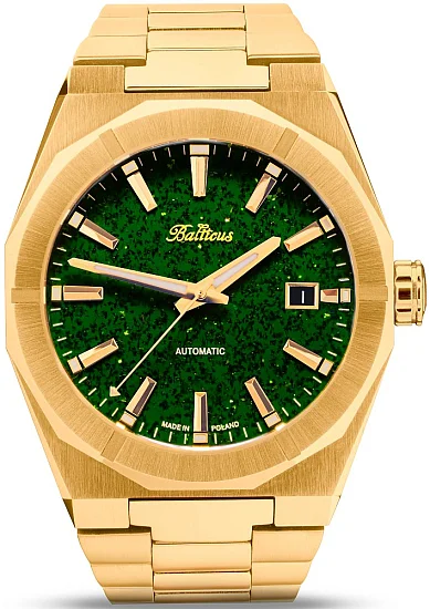 Balticus Gwiezdny Pył Złoty 40mm Datownik Tarcza Zielona BLT-BALSDGADG