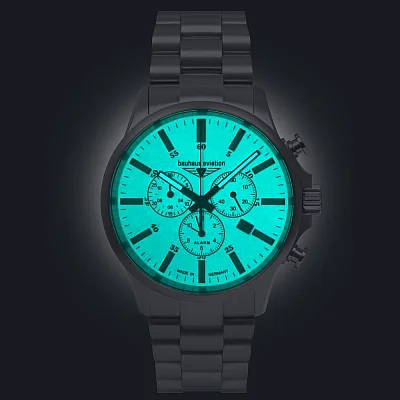 Bauhaus Aviation Quartz Chrono Alarm Sapphire Titanium BA-2880M5