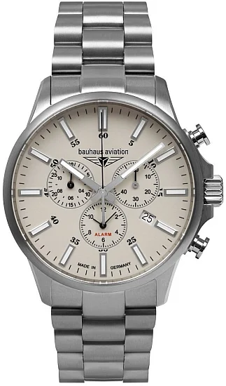 Bauhaus Aviation Quartz Chrono Alarm Sapphire Titanium BA-2880M5