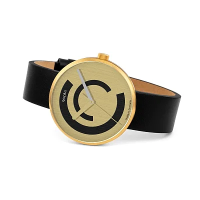 Bauhaus Walter Gropius Forum Centum Deluxe Leather Strap Yellow Gold PVD WG.014-03Z