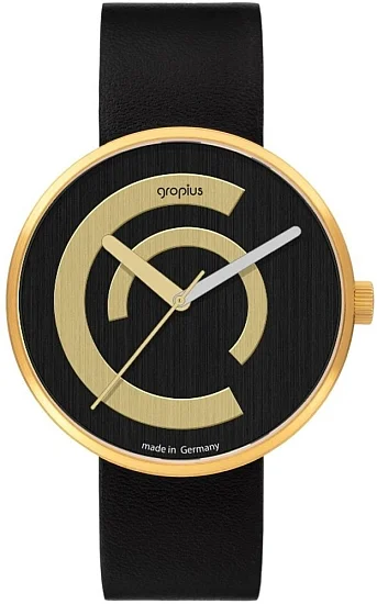 Bauhaus Walter Gropius Forum Centum Deluxe Leather Strap Yellow Gold PVD WG014-01Z