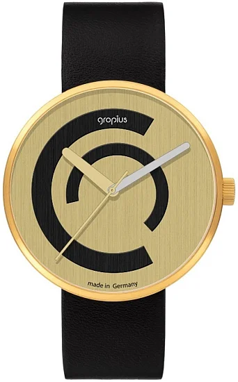 Bauhaus Walter Gropius Forum Centum Deluxe Leather Strap Yellow Gold PVD WG014-03Z