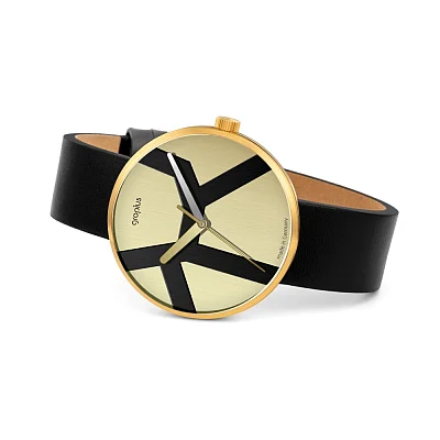 Bauhaus Walter Gropius Forum Move Deluxe Leather Strap Yellow Gold PVD WG.015-03Z
