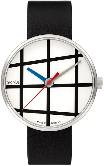 Bauhaus Walter Gropius Forum Window Black Leather Strap WG001-01