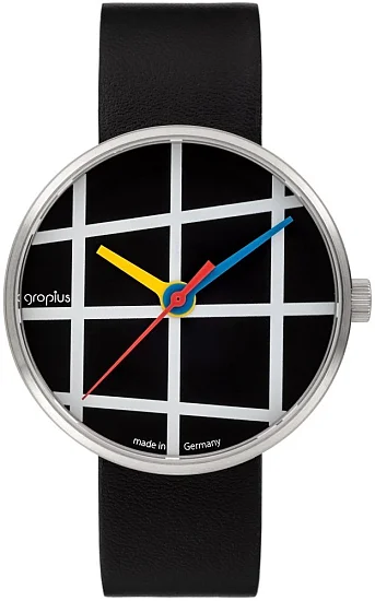 Bauhaus Walter Gropius Forum Window Black Leather Strap WG001-03