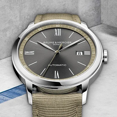Baume & Mercier Classima Gent Automatic Date Synthetic Strap Ardoise Dial M0A10695