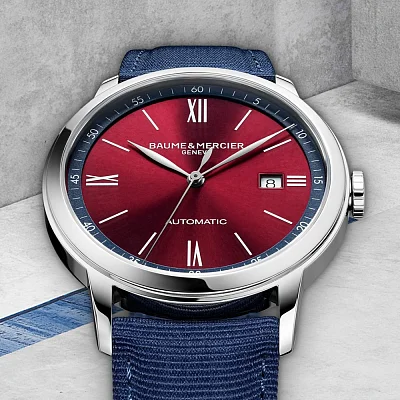 Baume & Mercier Classima Gent Automatic Date Synthetic Strap Violet Dial M0A10694