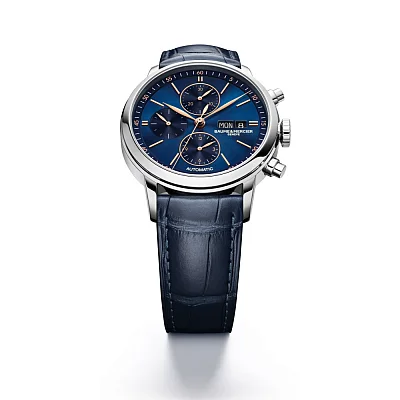 Baume & Mercier Classima Gent Automatic Chronograph Date Leather Strap Blue Dial M0A10784