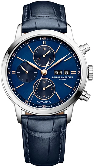Baume & Mercier Classima Gent Automatic Chronograph Date Leather Strap Blue Dial M0A10784