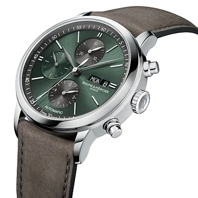 Baume & Mercier Classima Gent Automatic Chronograph Date Leather Strap Green Dial M0A10783