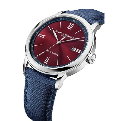 Baume & Mercier Classima Gent Automatic Date Synthetic Strap Violet Dial M0A10694