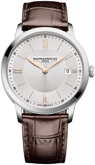 Baume & Mercier Classima Gent Quartz Date Leather Strap Grey Dial M0A10882