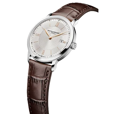 Baume & Mercier Classima Gent Quartz Date Leather Strap Grey Dial M0A10882