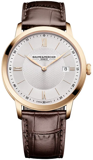Baume & Mercier Classima Gent Quartz Date Leather Strap Grey Dial M0A10857
