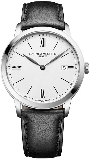 Baume & Mercier Classima Gent Quartz Date Leather Strap White Dial M0A10884
