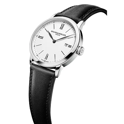 Baume & Mercier Classima Gent Quartz Date Leather Strap White Dial M0A10884