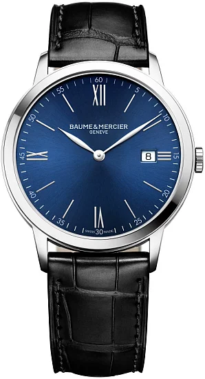 Baume & Mercier Classima Gent Quartz Date Leather Strap Blue Dial M0A10324