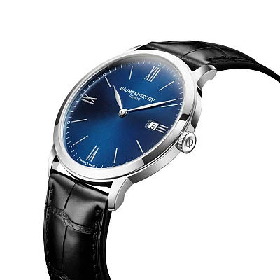 Baume & Mercier Classima Gent Quartz Date Leather Strap Blue Dial M0A10324