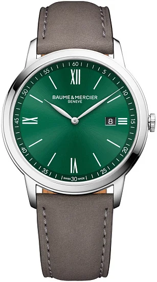 Baume & Mercier Classima Gent Quartz Date Leather Strap Green Dial M0A10607