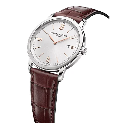 Baume & Mercier Classima Gent Quartz Date Leather Strap Grey Dial M0A10415