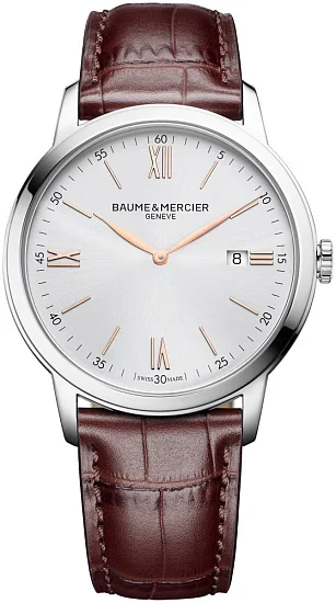 Baume & Mercier Classima Gent Quartz Date Leather Strap Grey Dial M0A10415