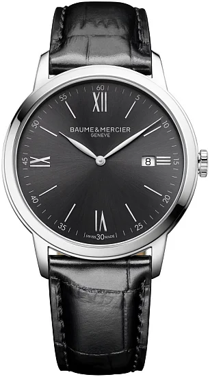 Baume & Mercier Classima Gent Quartz Date Leather Strap Grey Dial M0A10416