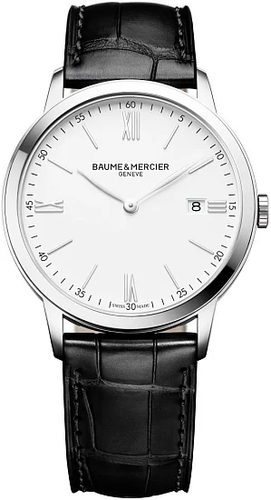 Baume & Mercier Classima Gent Quartz Date Leather Strap White Dial M0A10323