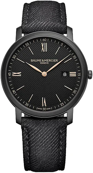 Baume & Mercier Classima Gent Quartz Date Synthetic Strap Black Dial M0A10762