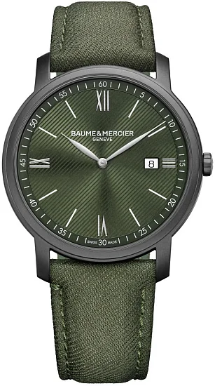 Baume & Mercier Classima Gent Quartz Date Synthetic Strap Green Dial M0A10766
