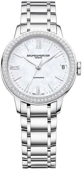 Baume & Mercier Classima Lady Automatic Date Steel White Dial Diamonds M0A10479
