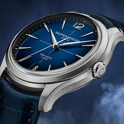 Baume & Mercier Clifton Gent Baumatic Date Leather Strap Blue Dial M0A10771