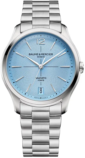 Baume & Mercier Clifton Gent Baumatic Date Steel Ice Blue Guilloche Dial Limited Edition M0A10870