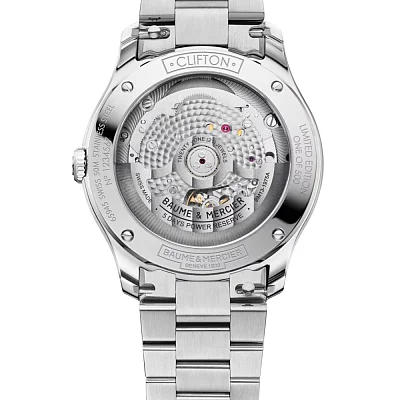 Baume & Mercier Clifton Gent Baumatic Date Steel Ice Blue Guilloche Dial Limited Edition M0A10870