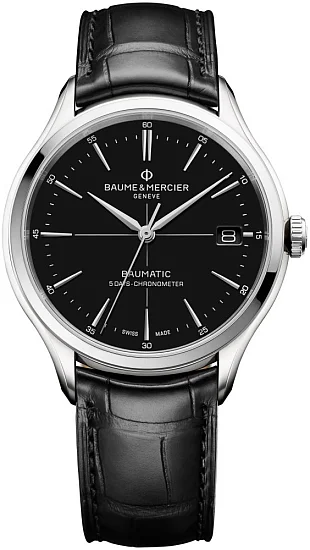 Baume & Mercier Clifton Gent Baumatic Leather Strap Black Dial Date COSC Chronometer M0A10692