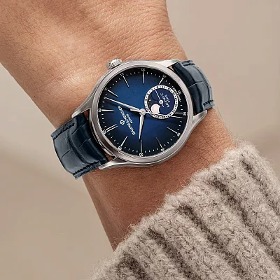 Baume & Mercier Clifton Gent Baumatic Moonphase Date Leather Strap Blue Dial M0A10756