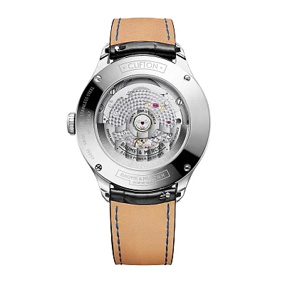 Baume & Mercier Clifton Gent Baumatic Moonphase Day-Date Leather Strap Blue Dial M0A10593