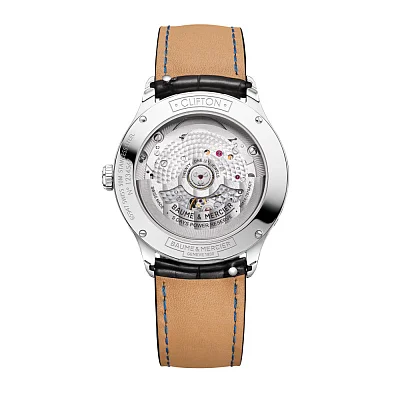 Baume & Mercier Clifton Gent Baumatic Moonphase Date Leather Strap Grey Dial M0A10758