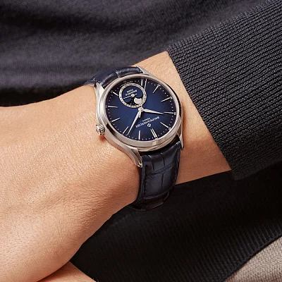 Baume & Mercier Clifton Gent Baumatic Moonphase Date Leather Strap Blue Dial M0A10756