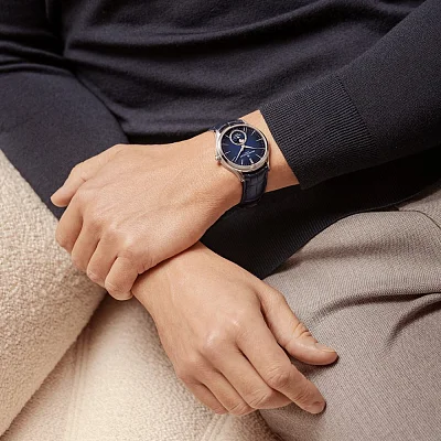 Baume & Mercier Clifton Gent Baumatic Moonphase Date Leather Strap Blue Dial M0A10756
