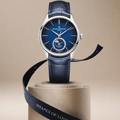Baume & Mercier Clifton Gent Baumatic Moonphase Date Leather Strap Blue Dial M0A10756