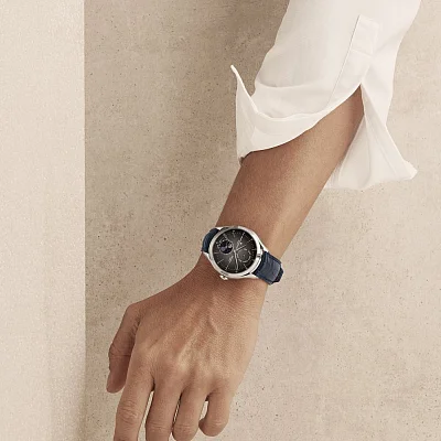 Baume & Mercier Clifton Gent Baumatic Moonphase Day-Date Leather Strap Grey Dial M0A10548