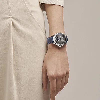 Baume & Mercier Clifton Gent Baumatic Moonphase Day-Date Leather Strap Grey Dial M0A10548
